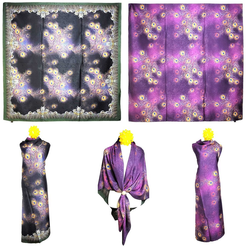 NWT Double Sided Silk Scarf 53"x53" Large Square Shawl Wrap XiangYunShal 22081